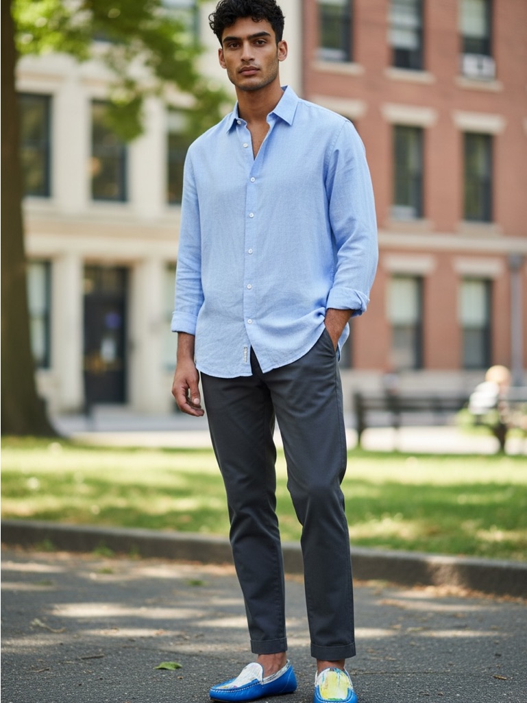 Men's Blue Slip-On Driving Loafers - Casual Comfort